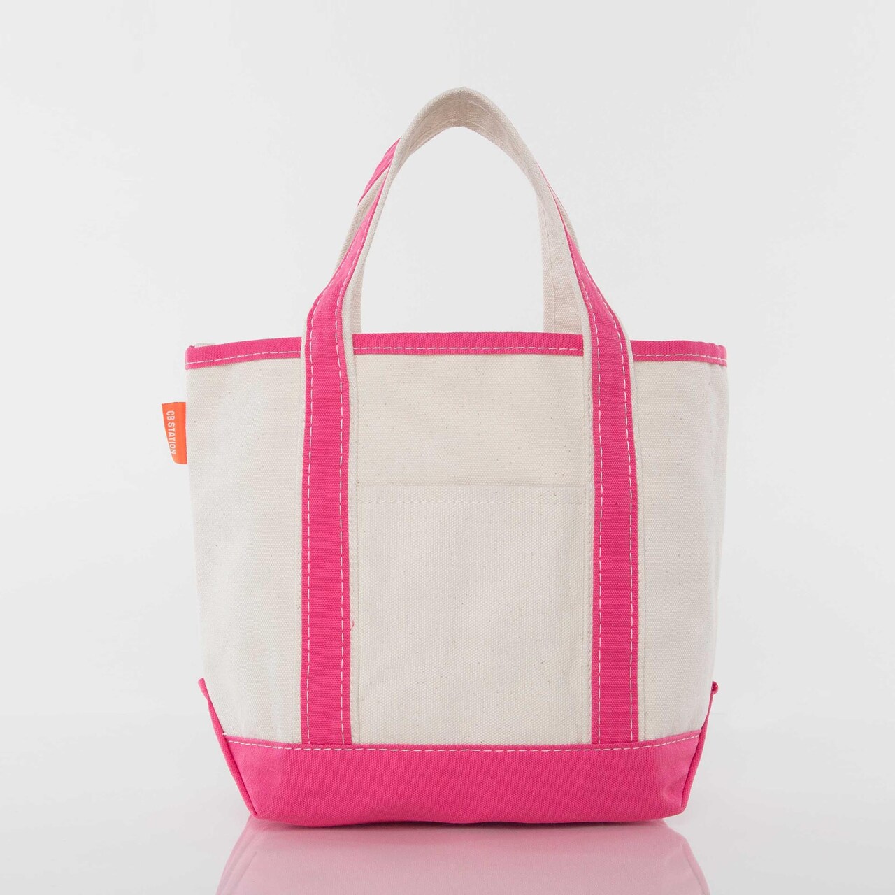 Small Classic Tote -- 18 oz. Heavyweight Durable Canvas -- Natural Canvas & Hot Pink Color